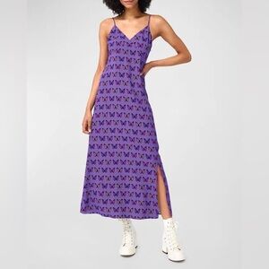 Purple Butterfly Print Maxi Dress